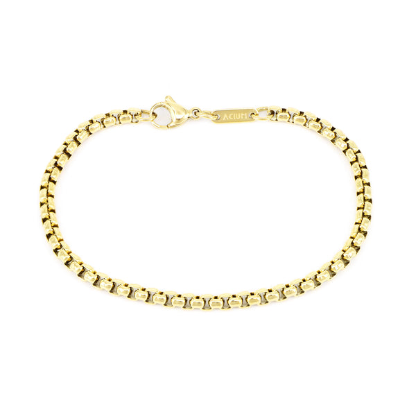Armband mit runden Box-Gliedern . Vergoldet