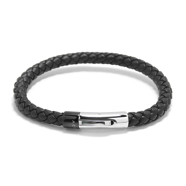 Armband Basic Geflochtenes Schwarzes Leder Blend Leder