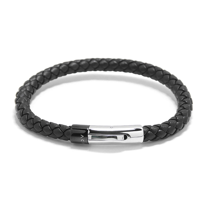 Armband Basic Geflochtenes Schwarzes Leder Blend Leder
