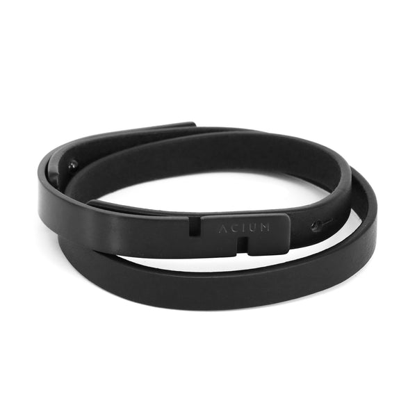 Armband Basic Ribbon Schwarzes Leder Blend Leder