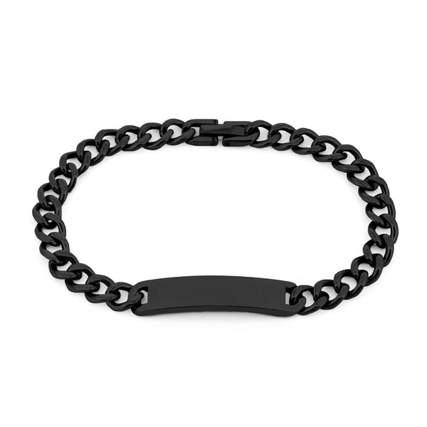 Armband Basic Grumet Glieder Und Mittelplatte Schwarz Stahl