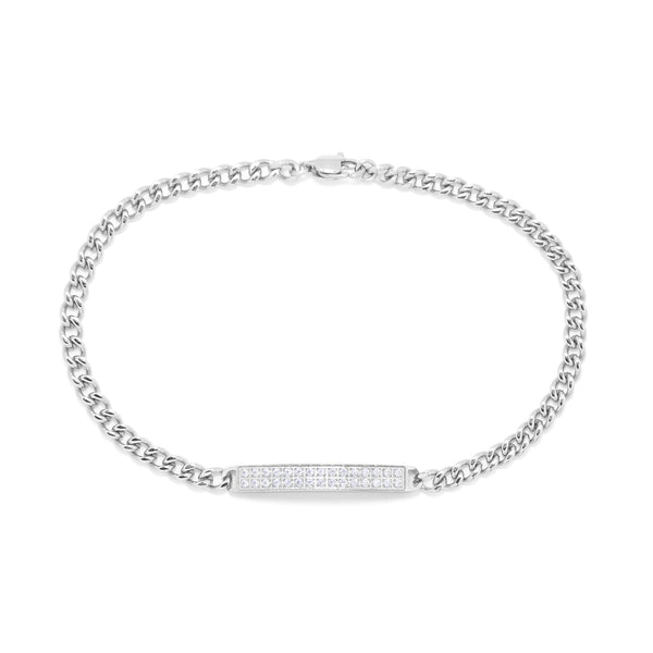 Armband Basic Grumet Glieder Und Zentrale Platte Mit Zirkonia-Stahl Stahl