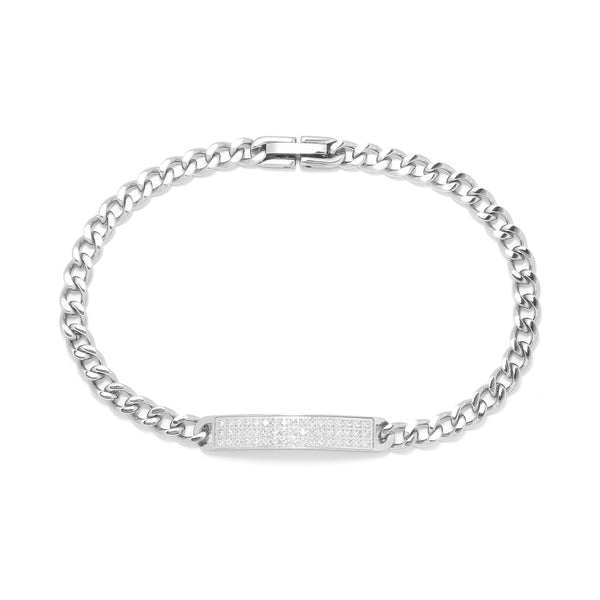 Armband Basic Grumet Glieder Und Zentrale Platte Mit Zirkonia-Stahl Stahl