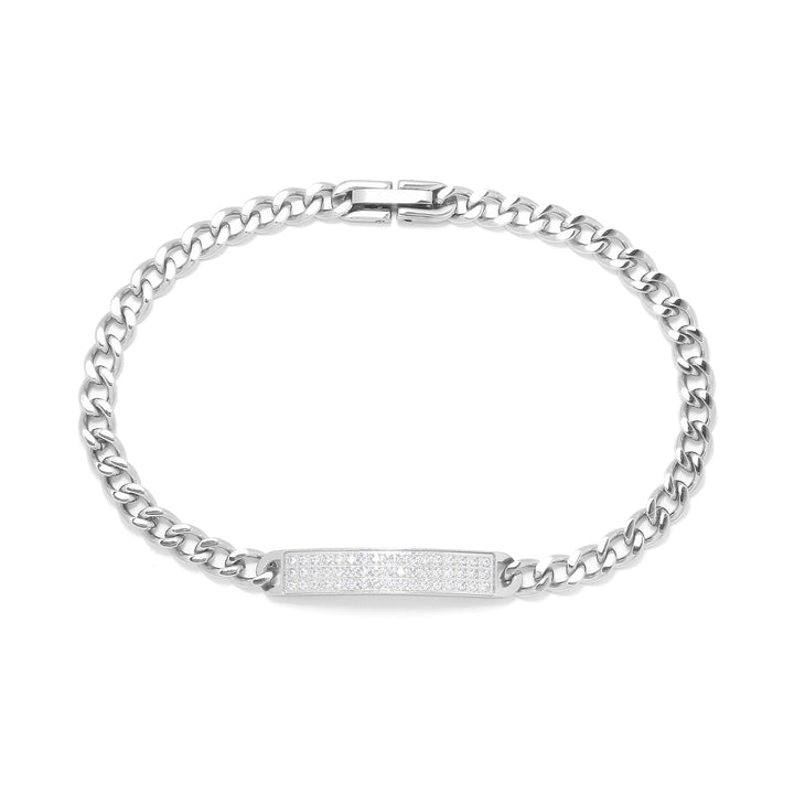 Armband Basic Grumet Glieder Und Zentrale Platte Mit Zirkonia-Stahl Stahl