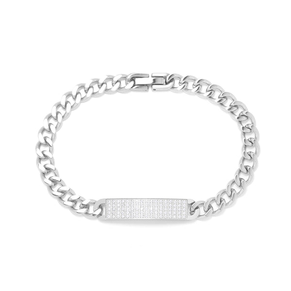 Armband Basic Grumet Glieder Und Zentrale Platte Mit Zirkonia-Stahl Stahl