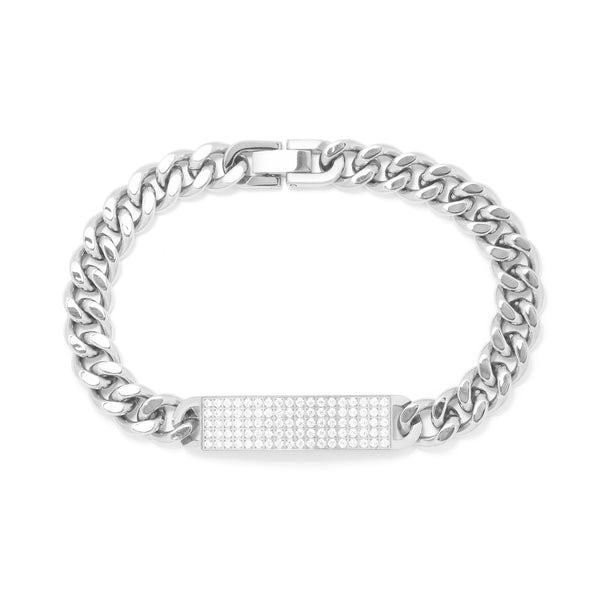 Armband Basic Grumet Glieder Und Zentrale Platte Mit Zirkonia-Stahl Stahl