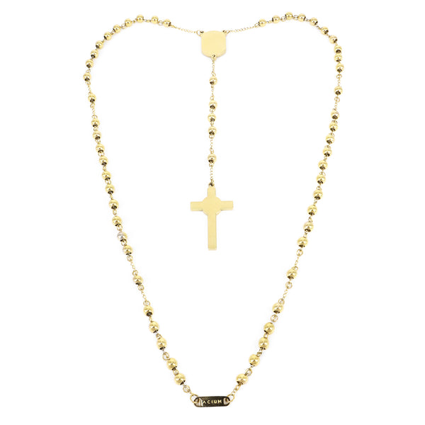 Halskette Glaube Personalizave Teller Rosenkranz Dünnes Kreuz Vergoldet Stahl