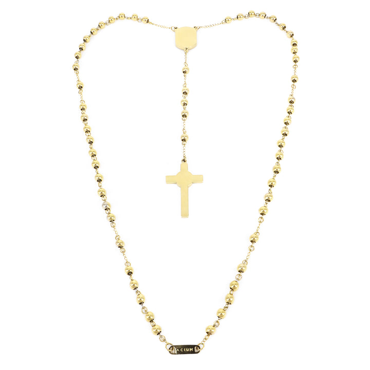 Halskette Glaube Personalizave Teller Rosenkranz Dünnes Kreuz Vergoldet Stahl