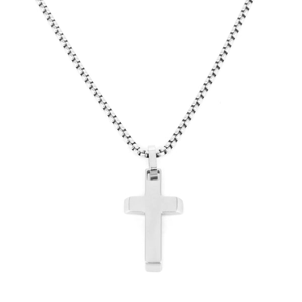 Halskette Faith Gebogenes Horizontales Kreuz Stahl Stahl