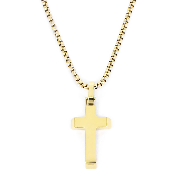 Halskette Faith Gebogenes Horizontales Kreuz Vergoldet Stahl