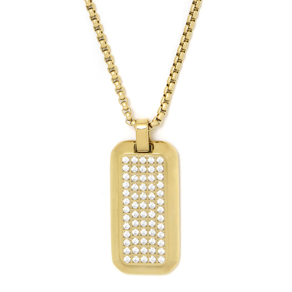NECKLACE GLOW  RECTANGULAR ROUNDED WITH ZIRCONIA GOLD PLATED