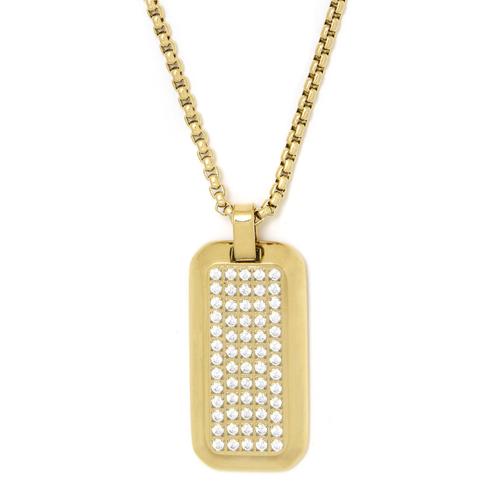 NECKLACE GLOW  RECTANGULAR ROUNDED WITH ZIRCONIA GOLD PLATED
