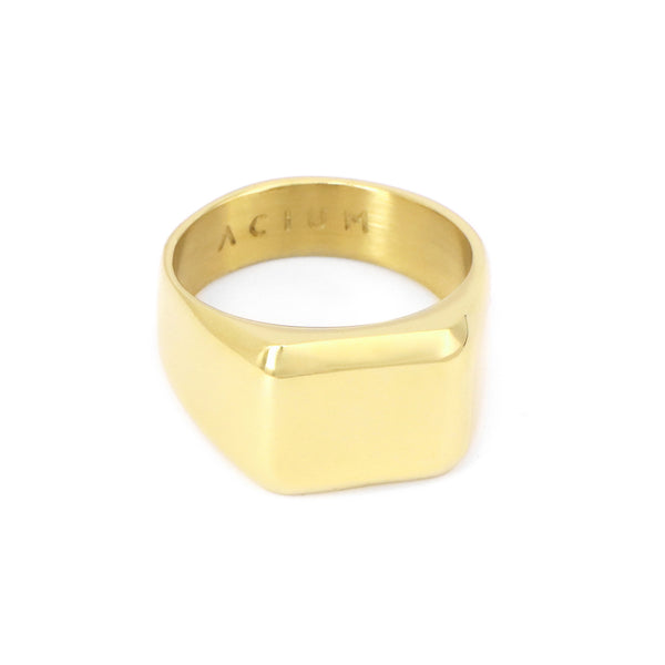 Ring Basic Customizable Rectangular Signet Gold Plated BL
