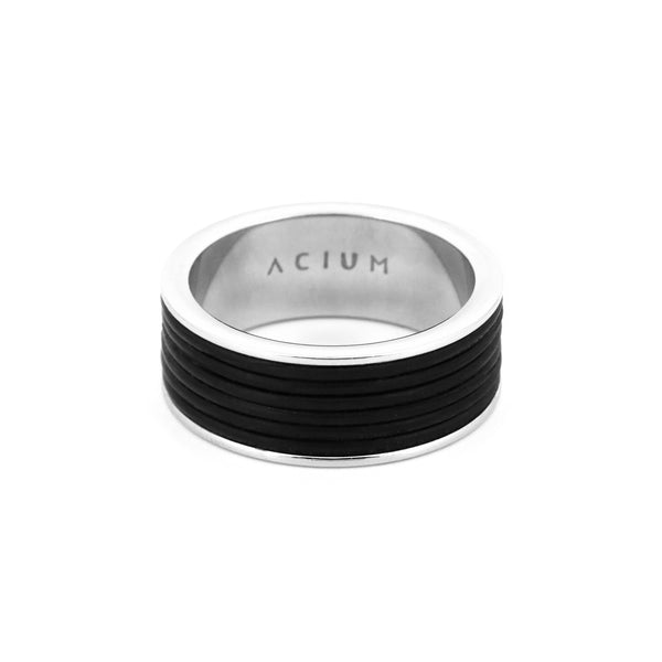 Ring Casual Black Horizontal Lines Steel BL