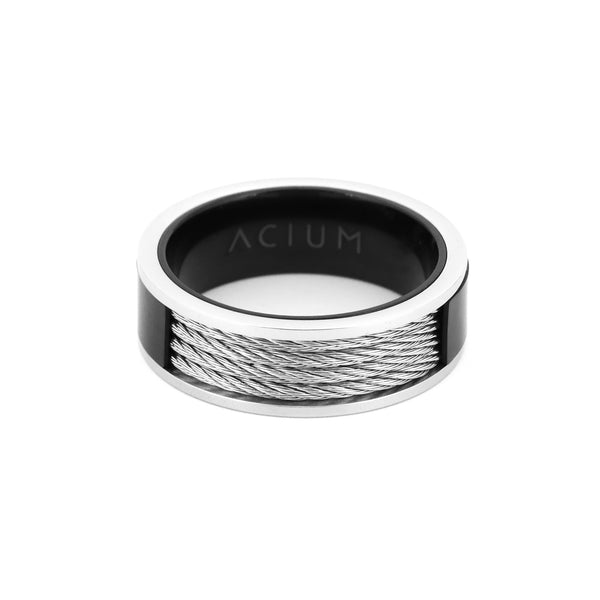 Ring Casual Central Strip Weft Steel BL