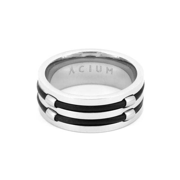 Ring Casual Two Cables Steel BL