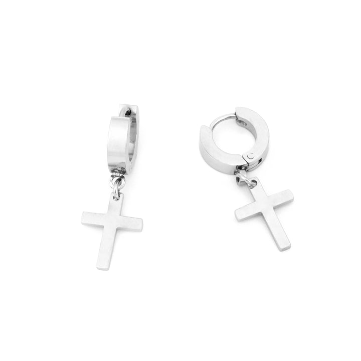 Ohrring Dunkles Kreuz Anhänger Ring Stahl – ACIUM | GERMANY