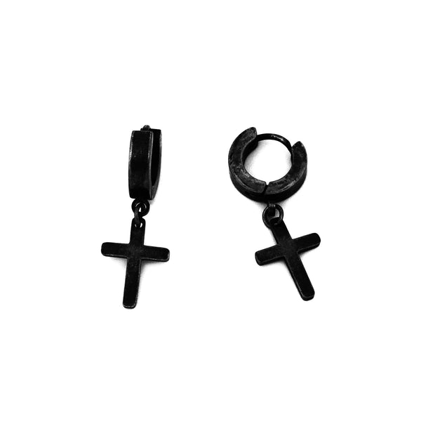 EARRING DARK CROSS PENDANT RING BLACK