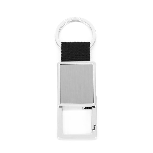 KEYCHAIN BASIC LEATHER CARABINER  CHROME METAL