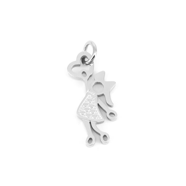 Anhänger Basic Mädchen Mit Zirkonia Herz Stahl Stahl