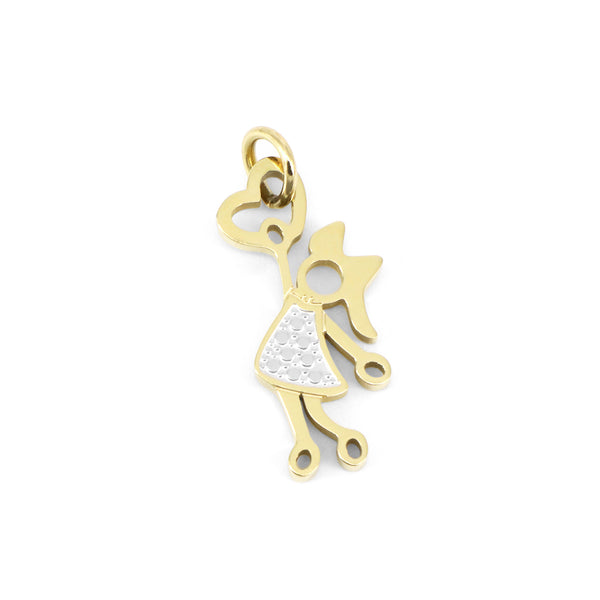 PENDANT BASIC GIRL WITH ZIRCONIA HEART GOLD PLATED