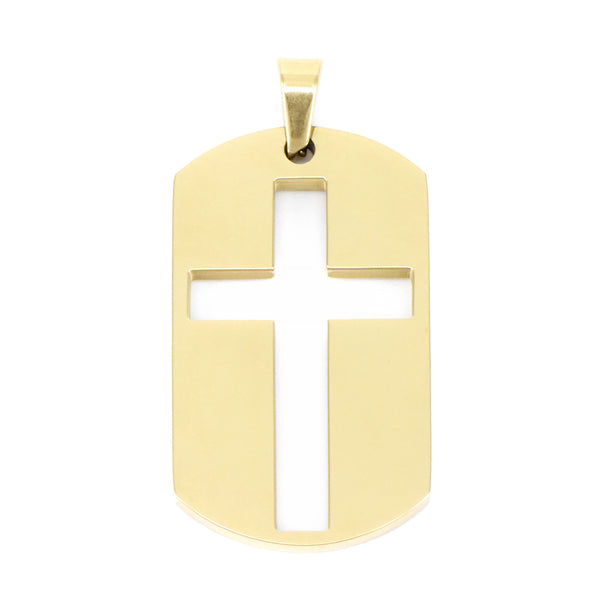 Anhänger Faith Hollow Cross Plate Vergoldet Stahl
