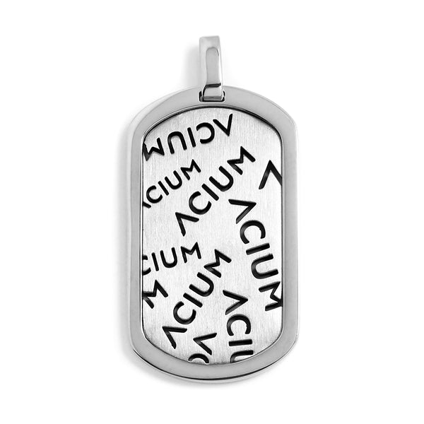 PENDANT BLACK ACIUM ZIRCONIA LOGO STEEL